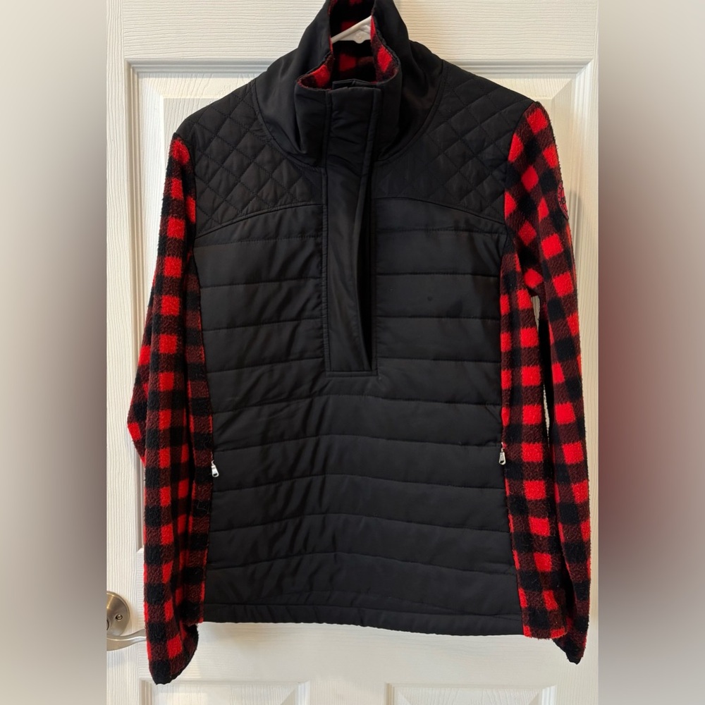 Ralph Lauren Red‎ and Black Plaid Pullover Fleece Jacket